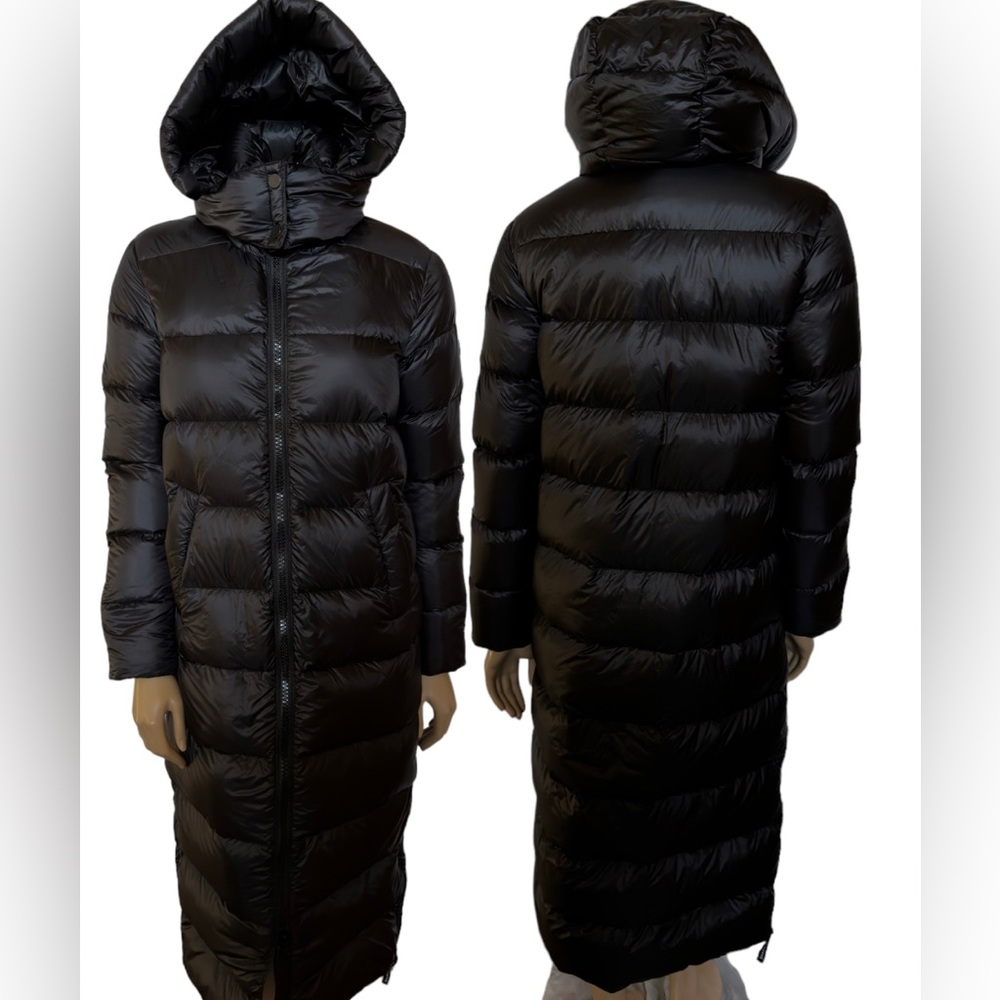 Quartz Co. Women's Lena V2 Long Fitted Puffer Jacket Black size XS